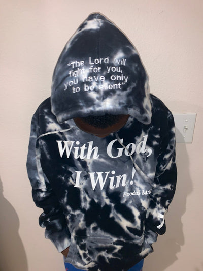 Kids Black Tye Dye WGIW Hoodie - With God, I Win! Clothing