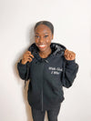 Black Satin Lined WGIW Zip-Up