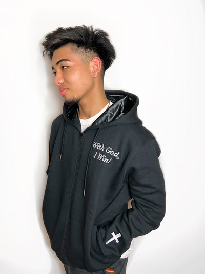 Black Satin Lined WGIW Zip-Up